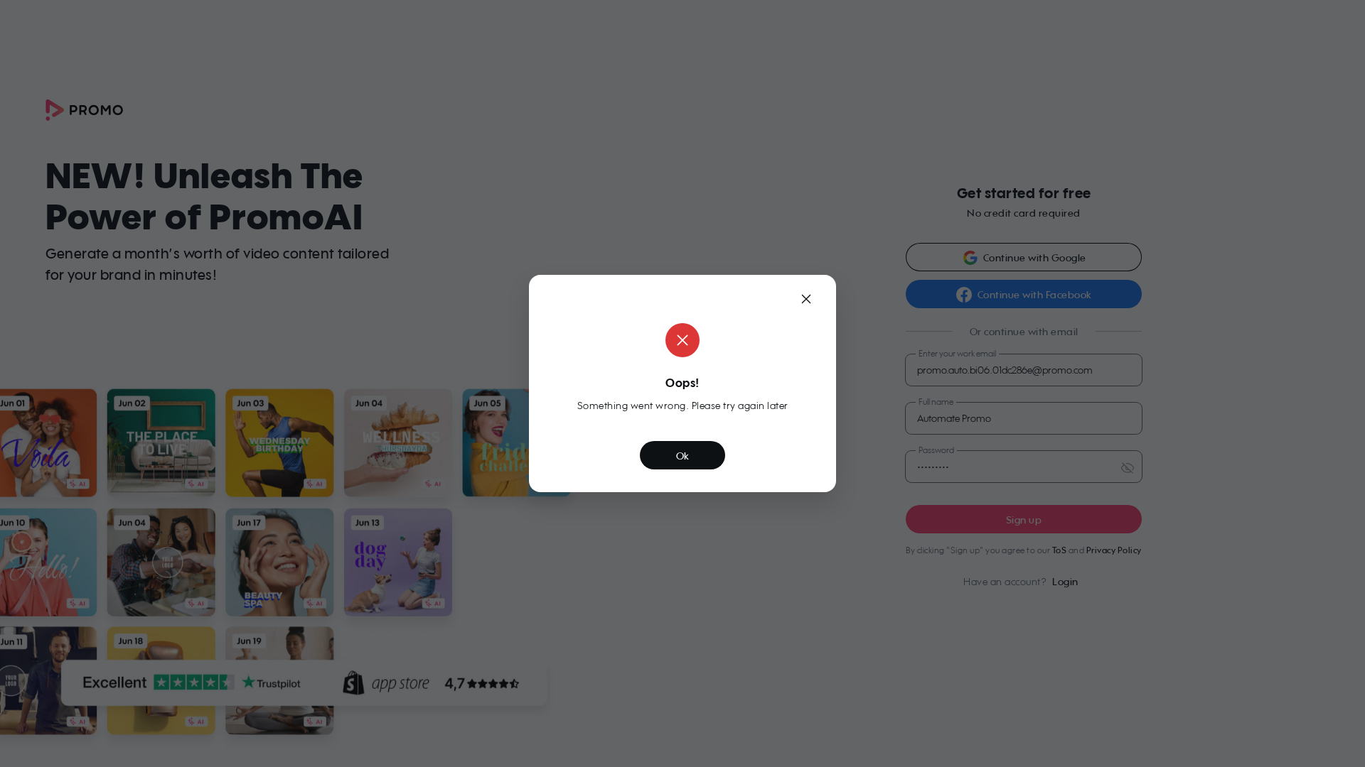 Test failure screenshot
